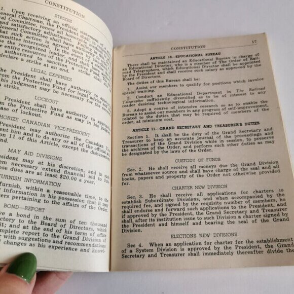 1939 Constitution Railroad Telegraphers Booklet Railway Workers Mutual Benefit - Picture 6 of 10